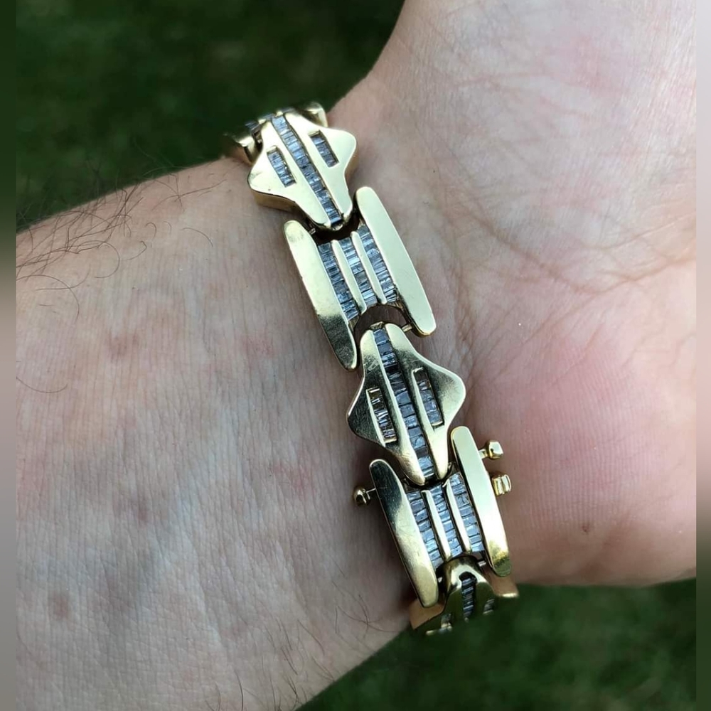 Men's 14k gold bracelet with diamonds - Picture 2 of 5